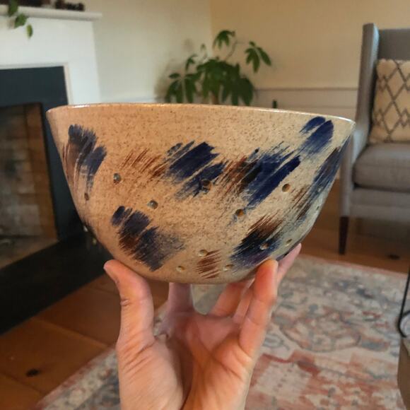 Vintage Handmade Ceramic Colander, Pottery Strainer, Berry Bowl, 90s - Picture 6 of 9